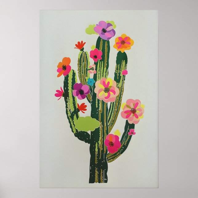 Affiche Art de paroi imprimable de cactus fleuri de printe (Devant)