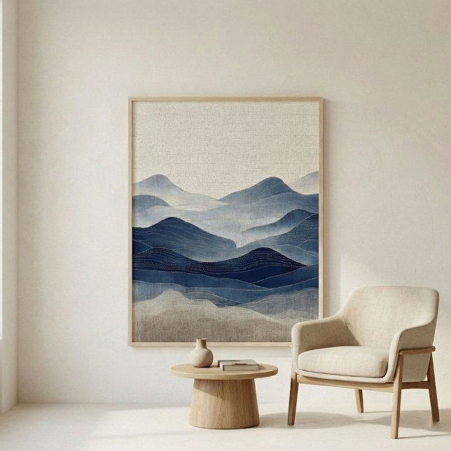 Affiche Art de paysage abstrait indigo minimal (Créateur téléchargé)