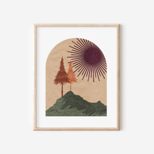 Affiche Art de paysage de montagne bohème minimaliste