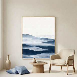 Affiche Art de paysage en couches d'indigo minimal