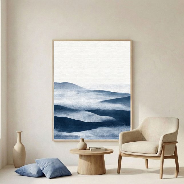 Affiche Art de paysage en couches d'indigo minimal (Créateur téléchargé)
