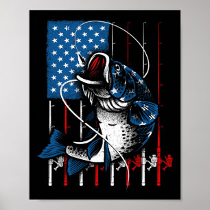 Affiche Art de pêche pour hommes femmes drapeau américain