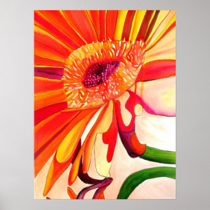 Affiche Art de peinture à l'aquarelle de fleurs de Gerbera