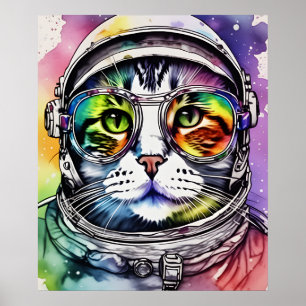 Affiche Art de peinture de chats spatiaux, Astronaut Art n