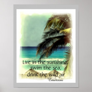Affiche art de plage Emerson citation live au soleil