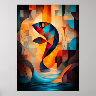Affiche Art de poisson abstrait - Conception géométrique d
