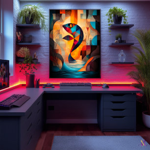 Affiche Art de poisson abstrait - Conception géométrique d