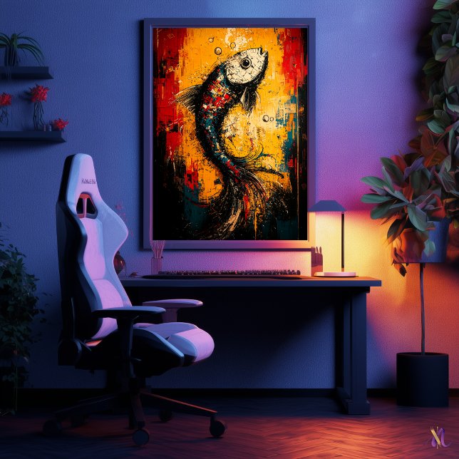 Affiche Art de poisson expressionniste contemporain en mou (Créateur téléchargé)