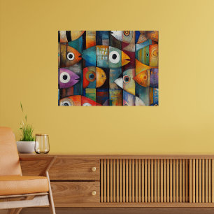 Affiche Art de poissons abstraits colorés