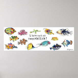 Affiche Art de poissons de bande dessinée d'ImaginOCEAN