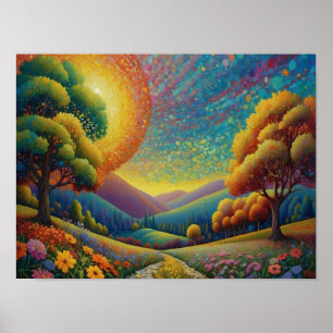 Affiche Art de prairie coloré