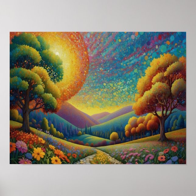 Affiche Art de prairie coloré (Devant)