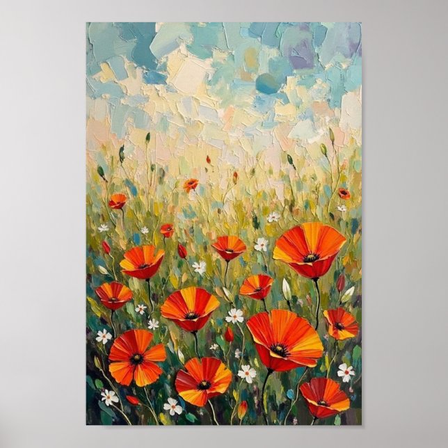 Affiche Art de prairie de coquelicot sauvage vintage (Devant)