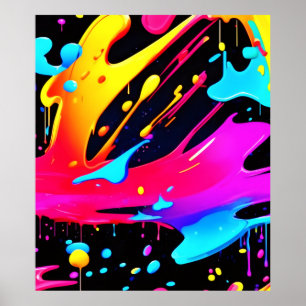 Affiche Art de projection de peinture gras et lumineux