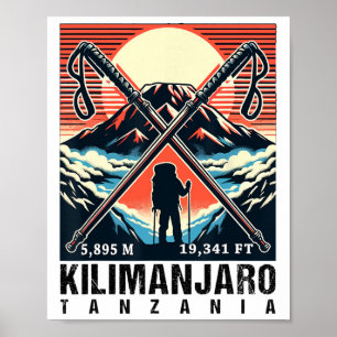 Affiche Art de randonnée amusant a gravi le mont Kilimandj