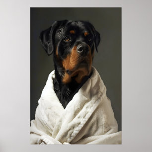 Affiche Art de robe de bain amusant Rottweiler, chien de s