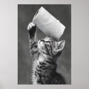 Affiche Art de rouleau de papier toilette de chat drôle, F