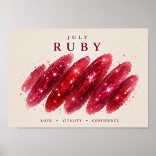 Affiche Art de rubis de naissance de juillet A4
