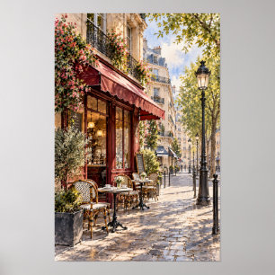 Affiche Art de rue de café européen ensoleillé