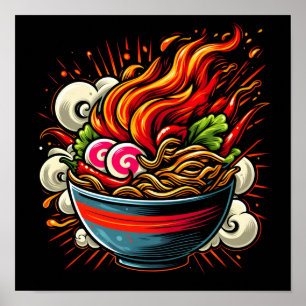 Affiche Art de rue de nouilles japonaises Ramen épicé