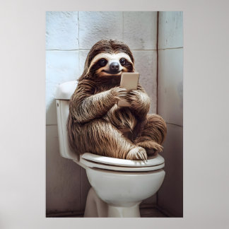 Affiche Art de salle de bain de paresseux drôle humour de