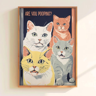 Affiche Art de salle de bain imprimable Chat Art Toilette