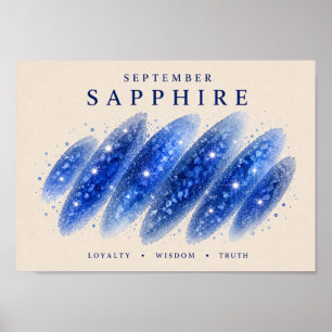 Affiche Art de saphir de naissance de septembre A4