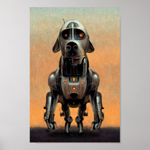 Affiche Art de science-fiction   Portrait d'un chien robot