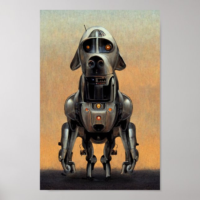 Affiche Art de science-fiction | Portrait d'un chien robot (Devant)
