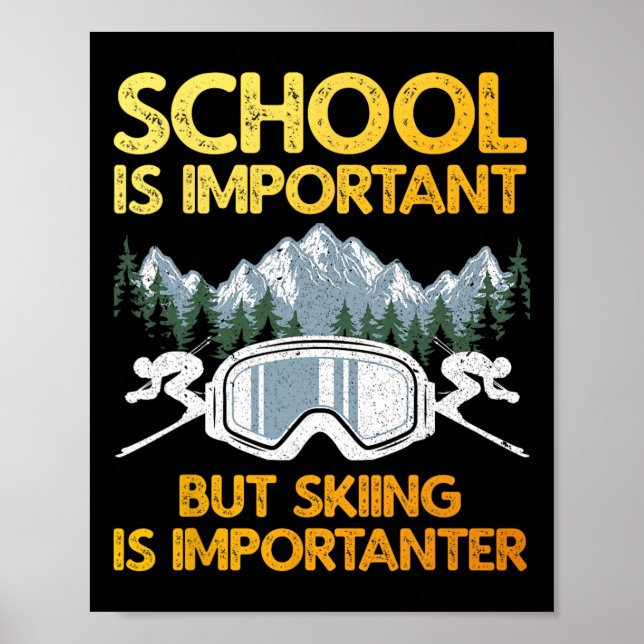 Affiche Art de ski drôle pour garçons filles enfants skieu (Devant)