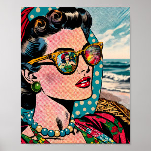 Affiche Art de style comique   Femme qui regarde la danseu