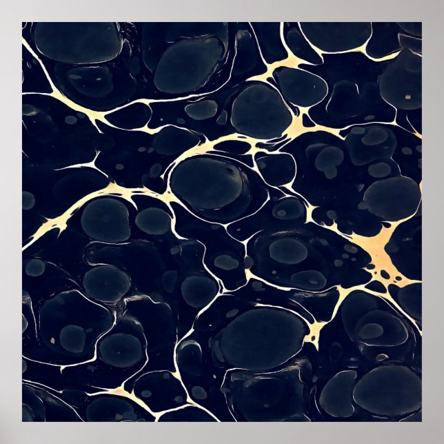 Affiche Art De Style Encre D'Alcool Abstrait En Bleu Noir  (Devant)