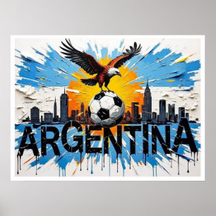 Affiche Art de style peinture à l'huile de football argent