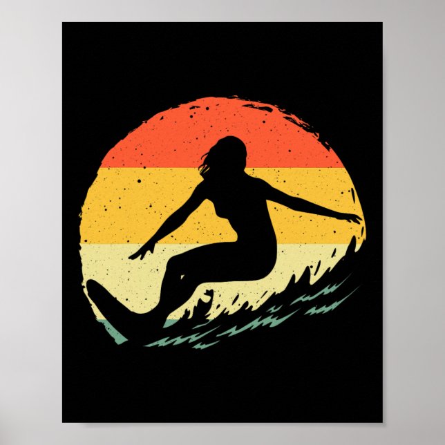 Affiche Art de surf pour femmes filles plage surfeur hawaï (Devant)