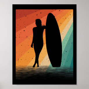 Affiche Art de surfeur pour femmes filles planche de surf