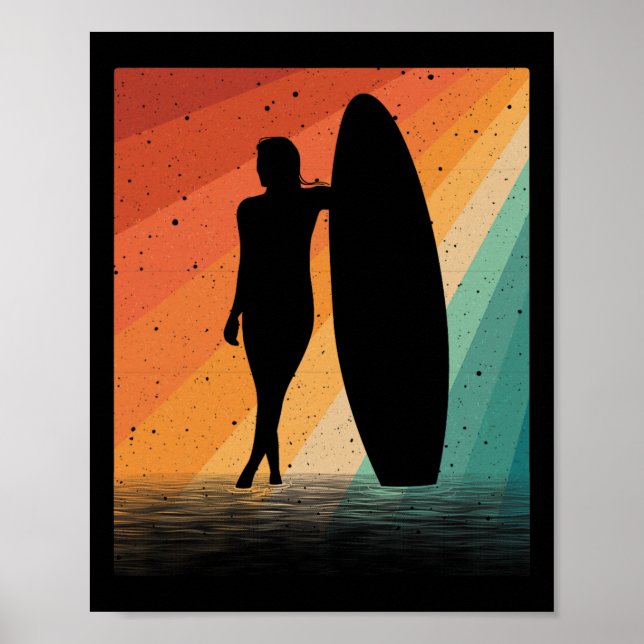 Affiche Art de surfeur pour femmes filles planche de surf  (Devant)