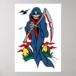 Affiche Art de tatouage vintage de faucheuse