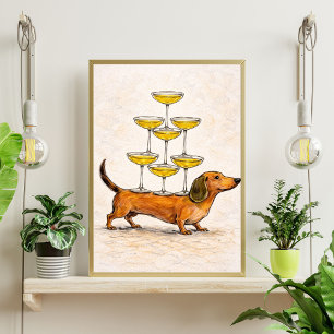 Affiche Art de teckel   illustration de chien drôle