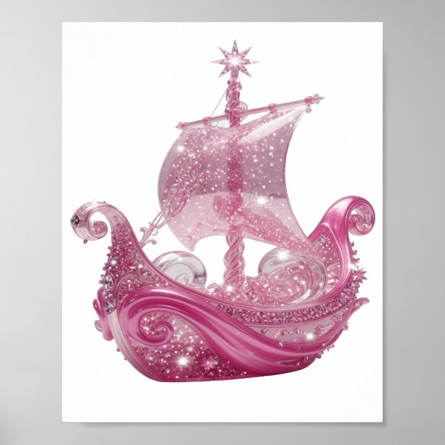 Affiche Art de texte 3D argenté tendance PINK GLITTERY SHI (Devant)
