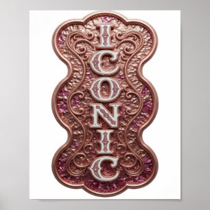 Affiche Art de texte 3D ICONIQUE argenté accrocheur