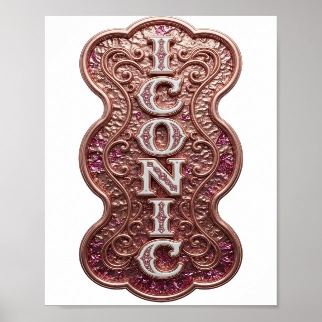 Affiche Art de texte 3D ICONIQUE argenté accrocheur (Devant)