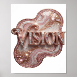 Affiche Art de texte 3D Iconique Or VISION