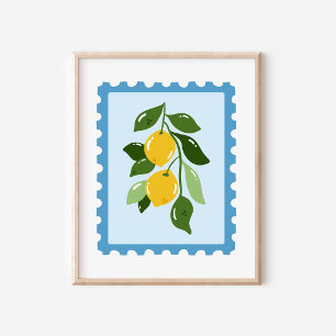 Affiche Art de timbre-poste de citron Coquette méditerrané