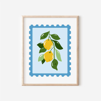 Affiche Art de timbre-poste de citron Coquette méditerrané