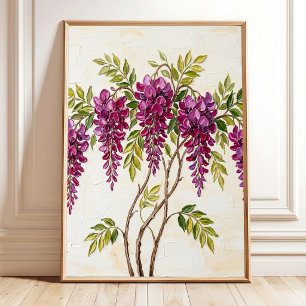 Affiche Art de toile minimaliste Wisteria, prêt à accroche
