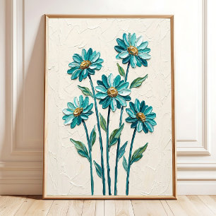 Affiche Art de toile moderne à impasto de marguerite pour