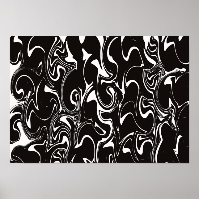 Affiche Art de tourbillon abstrait - Noir et Blanc (Devant)