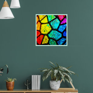Affiche Art de verre coloré arc-en-ciel fissuré