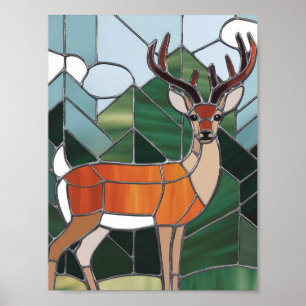 Affiche Art de verre coloré, style de cerf en verre coloré