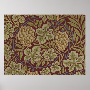 Affiche Art de vigne rouge vert de William Morris